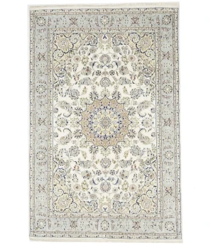 Cream Floral 7X10 Indo-Nain Oriental Rug