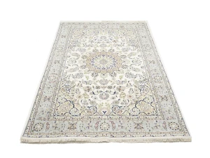 Cream Floral 7X10 Indo-Nain Oriental Rug