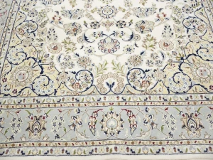 Cream Floral 7X10 Indo-Nain Oriental Rug