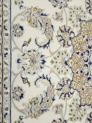Cream Floral 7X10 Indo-Nain Oriental Rug