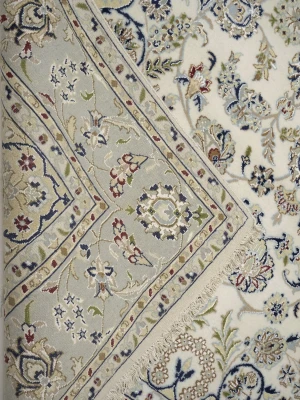 Cream Floral 7X10 Indo-Nain Oriental Rug
