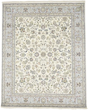Cream Floral 8X10 Indo-Nain Oriental Rug