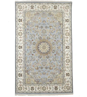 Light Blue Floral 5X8 Indo-Nain Oriental Rug