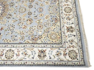 Light Blue Floral 5X8 Indo-Nain Oriental Rug