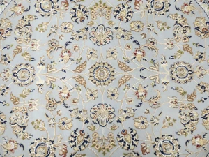 Light Blue Floral 6X6 Indo-Nain Oriental Round Rug