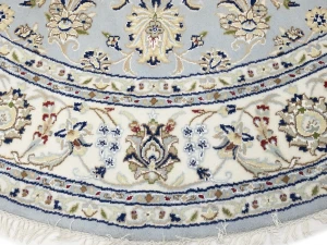 Light Blue Floral 6X6 Indo-Nain Oriental Round Rug