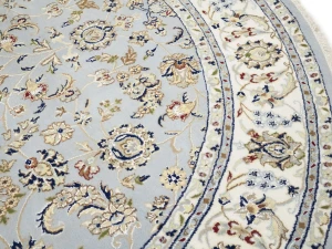 Light Blue Floral 6X6 Indo-Nain Oriental Round Rug