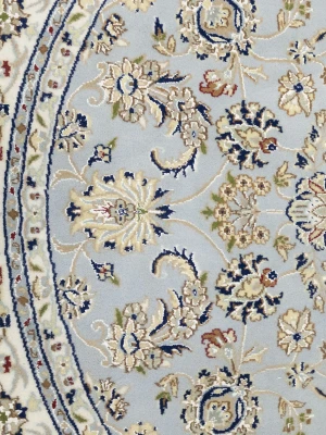 Light Blue Floral 6X6 Indo-Nain Oriental Round Rug