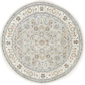 Light Blue Floral 6X6 Indo-Nain Oriental Round Rug