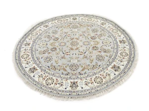 Light Blue Floral 6X6 Indo-Nain Oriental Round Rug