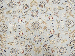 Light Blue Floral 6X6 Indo-Nain Oriental Round Rug