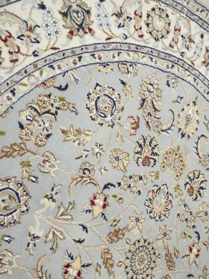 Light Blue Floral 6X6 Indo-Nain Oriental Round Rug