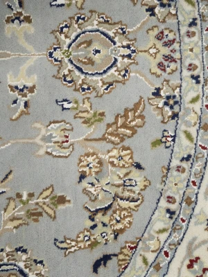 Light Blue Floral 6X6 Indo-Nain Oriental Round Rug