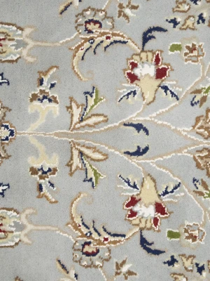 Light Blue Floral 6X6 Indo-Nain Oriental Round Rug