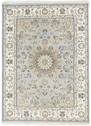 Light Blue Floral 5X7 Indo-Nain Oriental Rug