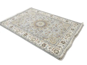 Light Blue Floral 5X7 Indo-Nain Oriental Rug