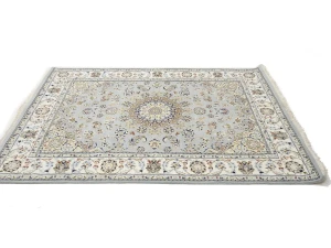 Light Blue Floral 5X7 Indo-Nain Oriental Rug