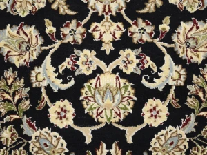 Black Floral Traditional 6X9 Indo-Nain Oriental Rug