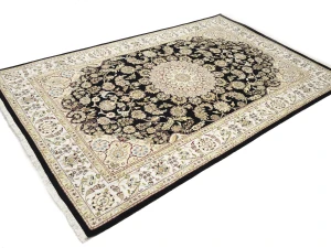 Black Floral Traditional 6X9 Indo-Nain Oriental Rug
