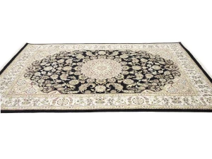 Black Floral Traditional 6X9 Indo-Nain Oriental Rug