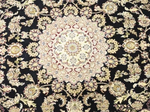 Black Floral Traditional 6X9 Indo-Nain Oriental Rug