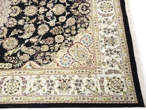 Black Floral Traditional 6X9 Indo-Nain Oriental Rug