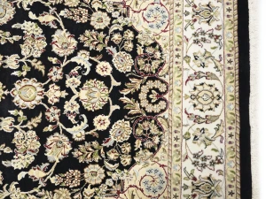 Black Floral Traditional 6X9 Indo-Nain Oriental Rug