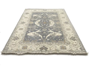 Gray Floral Traditional 6X9 Oushak Oriental Rug