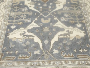Gray Floral Traditional 6X9 Oushak Oriental Rug