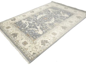 Gray Floral Traditional 6X9 Oushak Oriental Rug