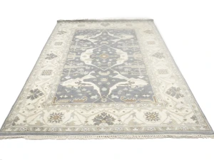 Gray Floral Traditional 6X9 Oushak Oriental Rug