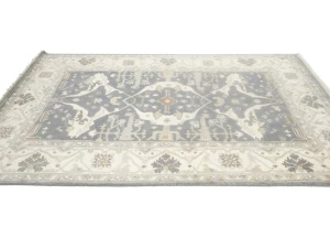 Gray Floral Traditional 6X9 Oushak Oriental Rug