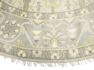 Muted Cream Floral Transitional 12X12 Oushak Oriental Round Rug