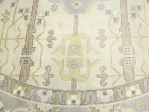 Muted Cream Floral Transitional 12X12 Oushak Oriental Round Rug