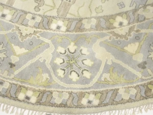 Muted Cream Floral Transitional 12X12 Oushak Oriental Round Rug
