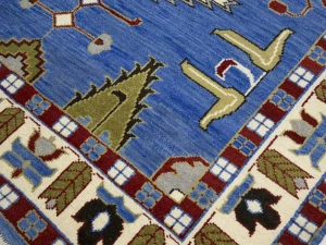 Blue Geometric 6X9 Kazak Oriental Rug