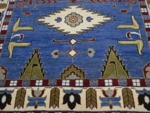 Blue Geometric 6X9 Kazak Oriental Rug
