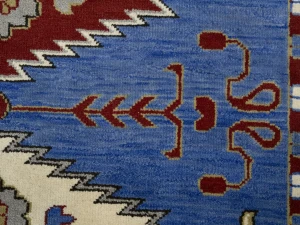 Blue Geometric 6X9 Kazak Oriental Rug