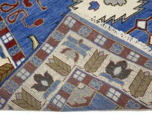 Blue Geometric 6X9 Kazak Oriental Rug