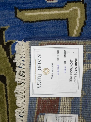 Blue Geometric 6X9 Kazak Oriental Rug