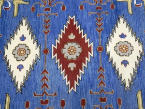 Blue Geometric 6X9 Kazak Oriental Rug