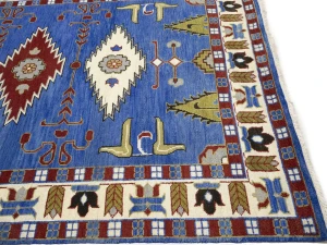 Blue Geometric 6X9 Kazak Oriental Rug