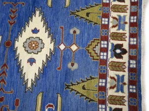 Blue Geometric 6X9 Kazak Oriental Rug