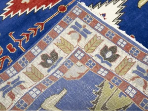 Blue Geometric 6X9 Kazak Oriental Rug