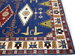 Blue Geometric 6X9 Kazak Oriental Rug
