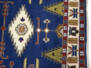 Blue Geometric 6X9 Kazak Oriental Rug