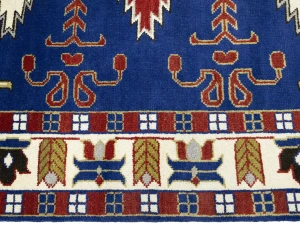 Blue Geometric 6X9 Kazak Oriental Rug