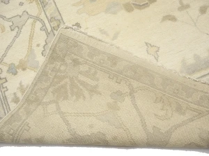 Muted Beige Floral Transitional 10X14 Oushak Oriental Rug