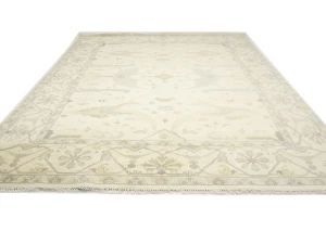 Muted Beige Floral Transitional 10X14 Oushak Oriental Rug