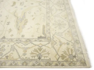 Muted Beige Floral Transitional 10X14 Oushak Oriental Rug